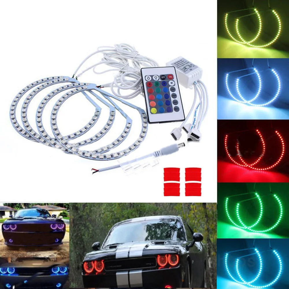 12 В DC автомобильный фонарь светодиодный Ангел глаз RGB Halo Кольца для Dodge Challenger Запчасти Набор