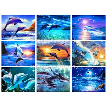 

5D DIY Diamond Painting Animal Dolphin Diamond Embroidery Cross Stitch Mosaic Home Decoration Christmas Gift CC1483