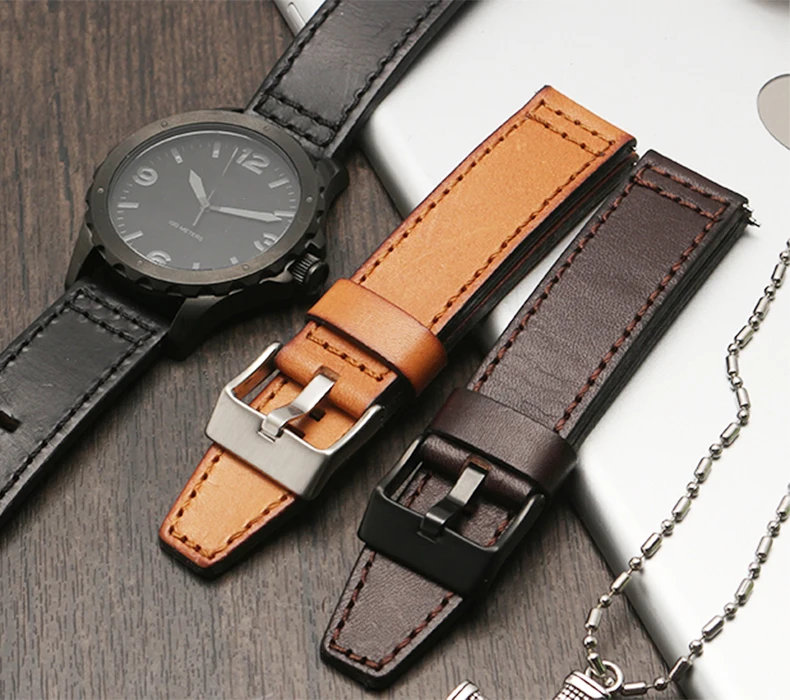 For Fossil JR1354|1487|1424 watchband high quality Retro quick release genuine leather diesel strap black dark brown 22mm 24mm