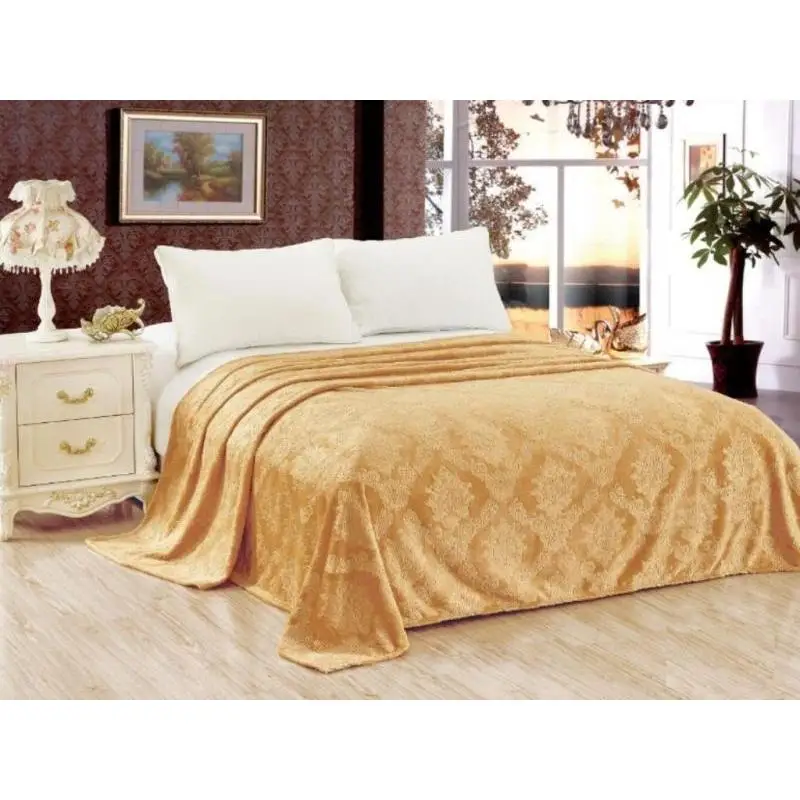 Плед двуспальный АльВиТек Венеция 180*200 см желтый | Дом и сад