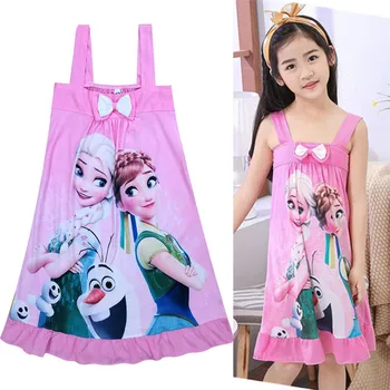 

Anna Elsa Summer Girls Dress Beach Nightdress Cartoon Nightgown Children Clothing Pajamas Dress Kids Clothes Vestidos DD24