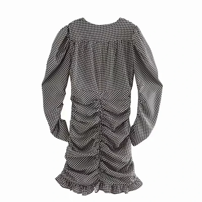 Осень, английское винтажное элегантное вечернее платье в горошек, женское платье, vestidos de fiesta de noche, мини-платье