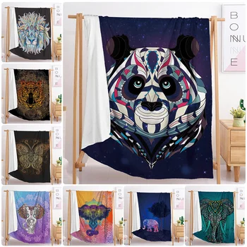 

2020 new popular Bohemian elephant lion export double single boy girl throw blanket tapestry sleeping blanket soft flannel blank