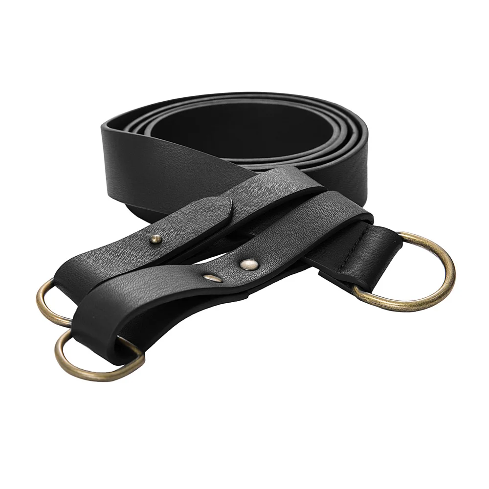 

Black/Brown belts Unisex Women Men Waist Belt Polyurethane Leather 145cm solid Medieval Renaissance waistband brand designer