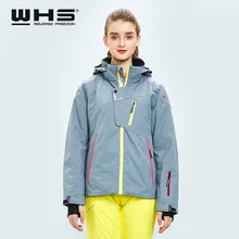 WHS Для женщин лыжные куртки зима теплая уличная куртка для снежной погоды пальто женские водонепроницаемые куртка для снежной погоды Женская дышащая спортивная одежда голубой и серый цвет качественоя куртка