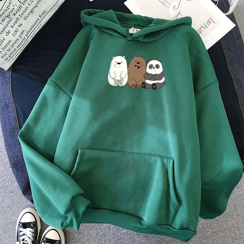 Аниме медведи напечатанные Kawaii толстовки топы плюс бархат Harajuku толстовки пальто унисекс с длинными рукавами для зимы уличные пуловеры