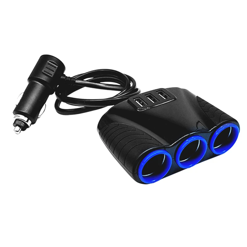 Горячая 3 способ прикуривателя Разветвитель 5 В 3 USB зарядное устройство адаптер питания автомобиля J99