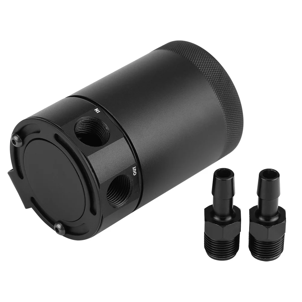 1 шт. Универсальный 3/8inch NPT компактный 2-Порты и разъёмы маслоуловитель резервуар включает в себя 2 Пластиковая колючая 1/2 дюймов штуцера шланга