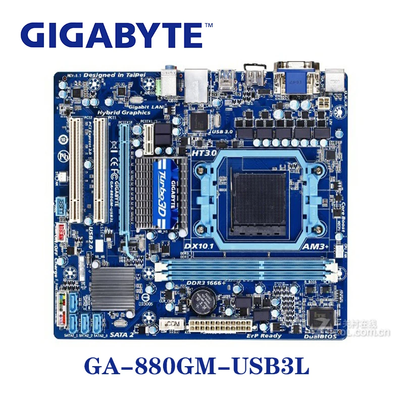 Разъем AM3+ для AMD 880G Gigabyte GA-880GM-USB3L материнская плата DDR3 8 Гб 880GM-USB3L 880GM USB3L настольная системная плата Micro ATX б/у