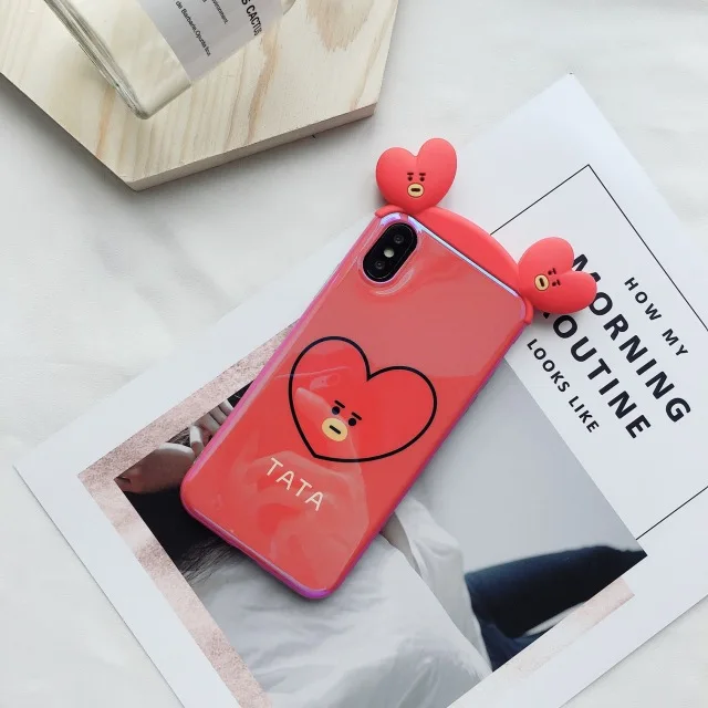 A Чехол с 3D синим светом для iphone 11 X XR XS Pro Max Cartoon bear, чехлы для телефонов iphone 8 7 6 6S Plus, чехол Розовая пантера - Цвет: A