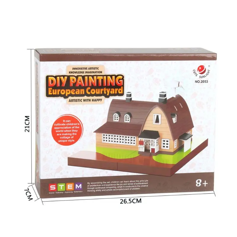 Европейский кукольный дом Миниатюрный DIY Собранный набор самоклеющиеся хижины установленный Дети Детские развивающие игрушки