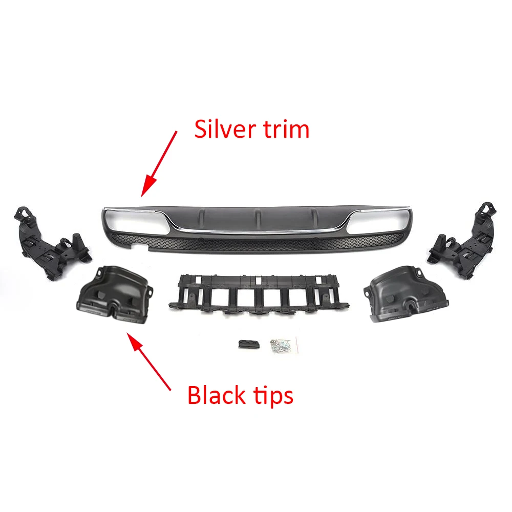 Автомобильный задний бампер диффузор спойлер для Mercedes Benz W205 C180 C200 C250 C300 Спорт 4 двери C43 AMG- не для C63 - Цвет: Silver and black tip