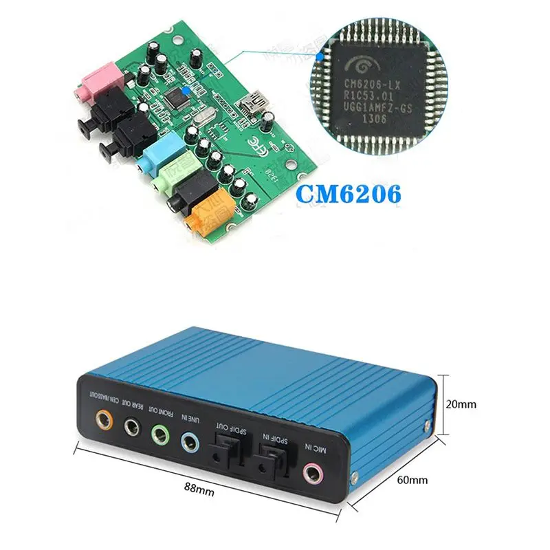 USB2.0 6-канальный 5,1/7,1 Surround внешняя звуковая карта ПК ноутбука аудио оптический адаптер карты