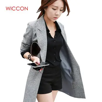 

2020 Hot Selling Spring Women Casual Long Thin Blazers Coats Notched Collar Full Sleeve Single Button Fashion Cardigans