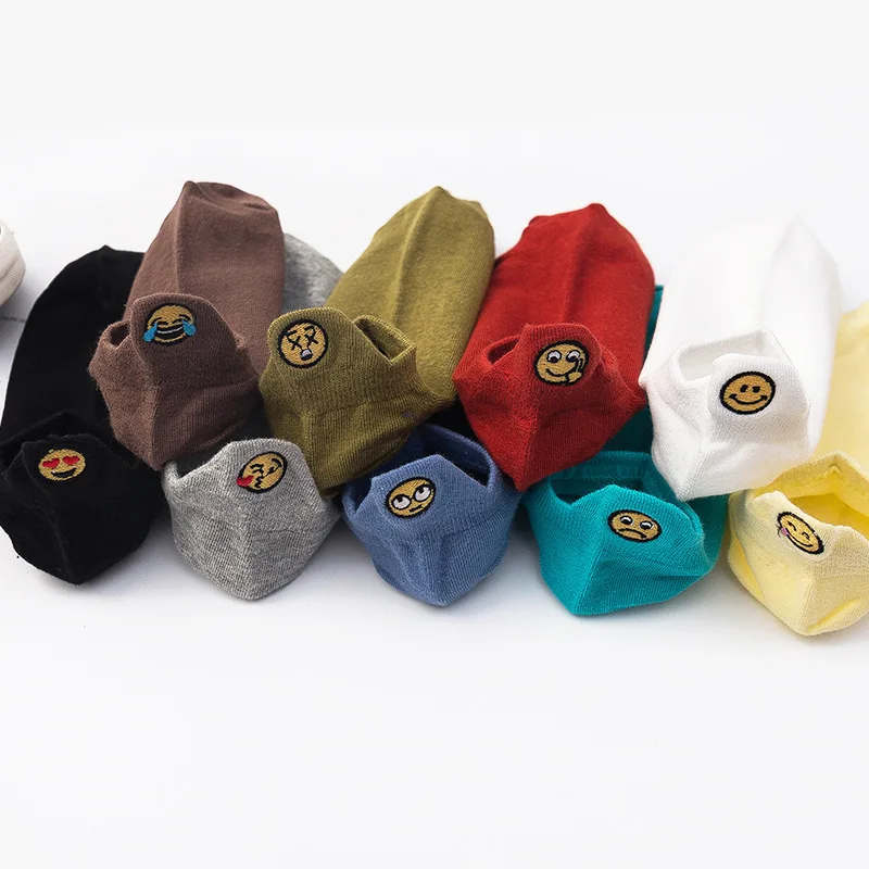Женские лодочные носки с японским смайликом в стиле Харадзюку, уличная одежда, модные повседневные хлопковые Забавные милые носки