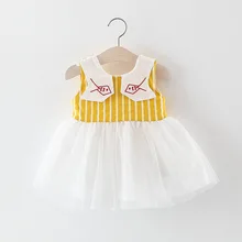 Летнее платье для девочек; платье принцессы с принтом рыбы