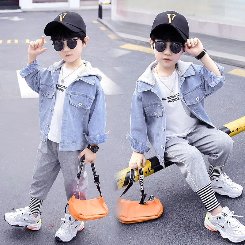 

Blue Jean Spring Autumn Coat Outerwear Top Children Clothes Kids Costume Teenage Formal Home Outdoor Boy Clothing High Quality