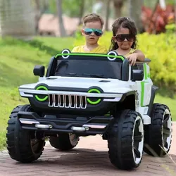 Coche eléctrico de cuatro ruedas para niños y adultos, vehículo todoterreno 4WD, doble de dos plazas