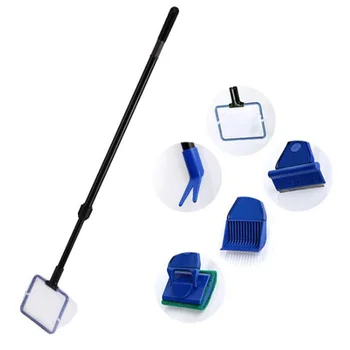 

5 in 1 Aquarium Cleaning Tools Aquarium Tank Clean Set Fish Net Gravel Rake Algae Scraper Fork Sponge Brush Glass Cleaner