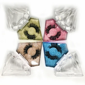 

30/50/100/200 Pairs Free custom Logo 25mm lashes Wholesale Glitter Paper Diamond case packing Label Makeup Box Mink Lashes