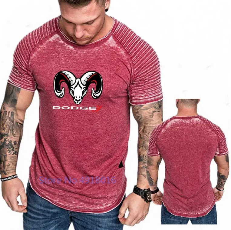 Летние мужские хлопковые футболки Muscle Dodge Ram Head с принтом, футболки с коротким рукавом, футболки для мальчиков, облегающие топы для фитнеса - Цвет: color  17