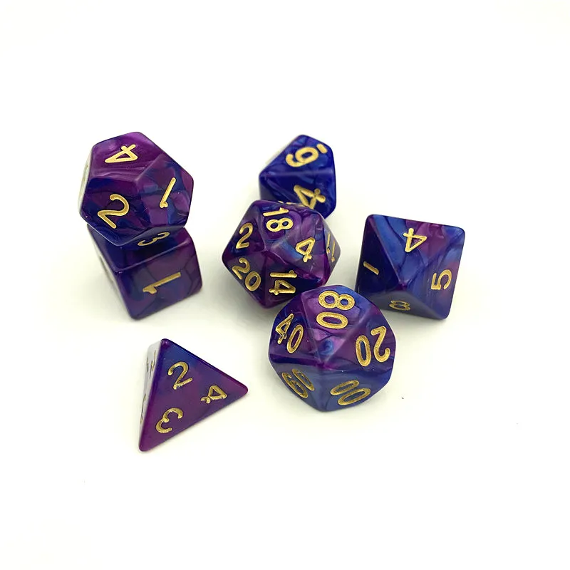 7 шт./компл. новых игра в кости многогранник D4-D20 мульти-Гранёные с одной и плоские с другой стороны акриловые кости Красочные