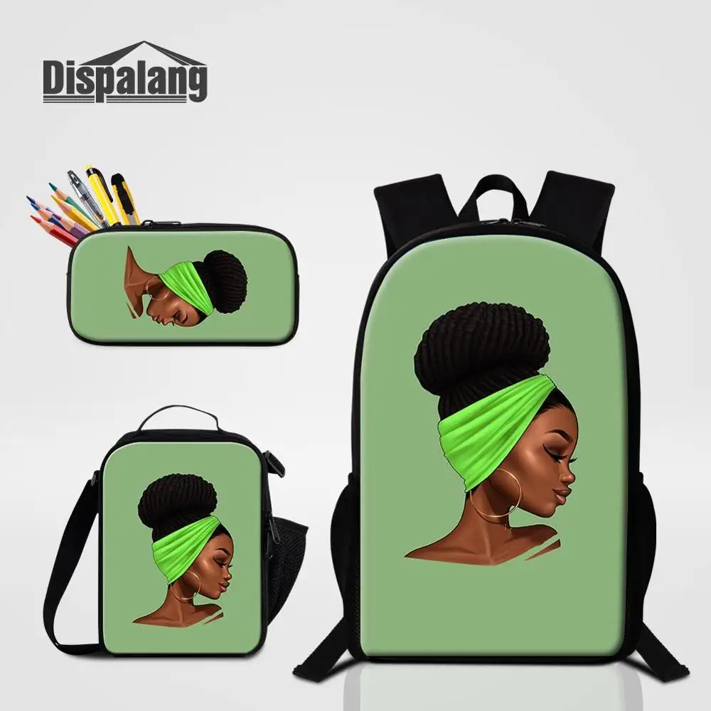 3 PCS Set07 Dispalang африканская девочка печать школьные сумки 3 шт. набор рюкзак Pencilbox Lunchbag для студентов женский пользовательский рюкзак для школы - Цвет: 3 PCS Set07