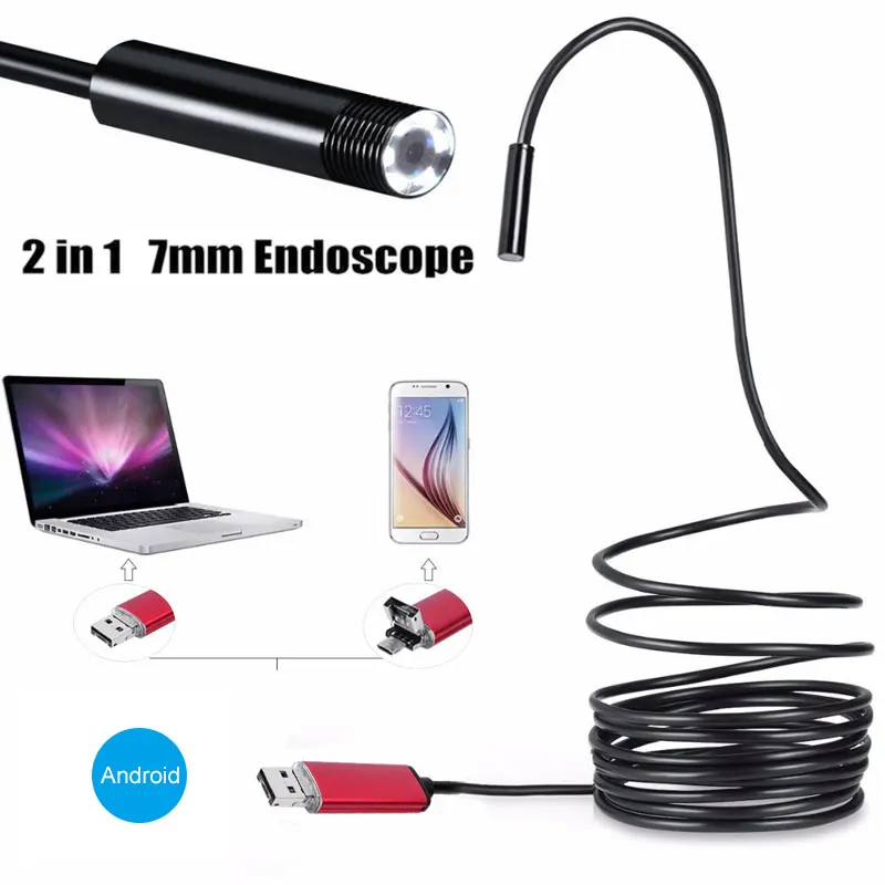 

110M 7mm 2 in 1 waterproof camera USB snake tube endoscope Waterproof Micro Camera USB Endoscope For Phone PC
