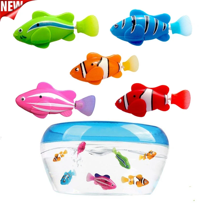 5 unids/set Robot pez electrónico nadar batería de juguete incluido mascota robótica para niños Baño de juguete de pesca decoración actuar como verdaderos peces