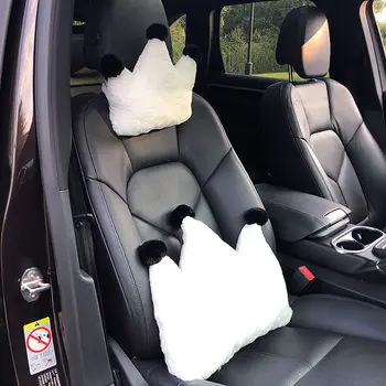 

JINSERTA Car Seat Back Pillow Cute Crown Shape Lumbar Support Headrest Pillow Neck Pillow for Universal Car Accessories Chairs