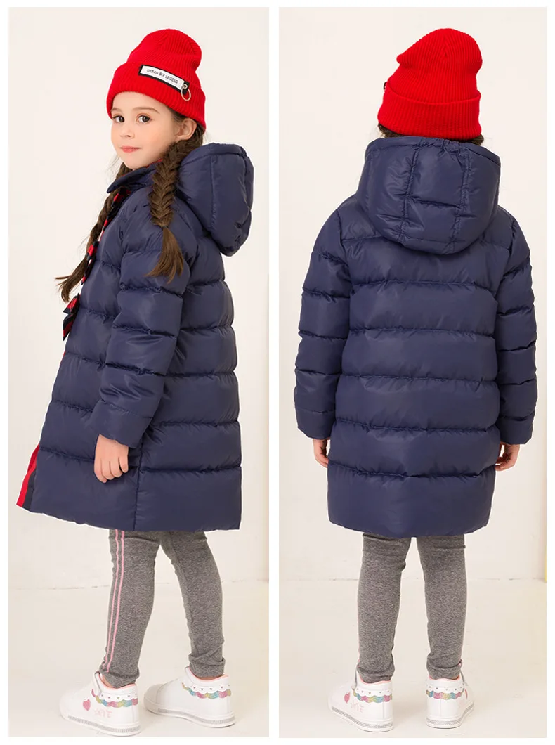 Элегантная легкая зимняя куртка для девочек, украшенная бантом, коллекция 80% года, пуховики для маленьких девочек, размер 4, 5, 6, 8, 10 лет