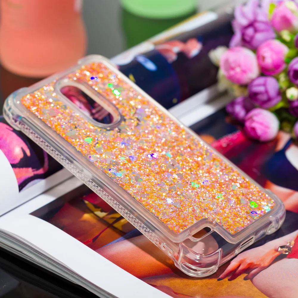 Блестящий чехол для LG K11 X4 K30 Xpression Phoenix Plus Bling Dynamic Liquid Quicksand Bumper Cover + Силиконовый