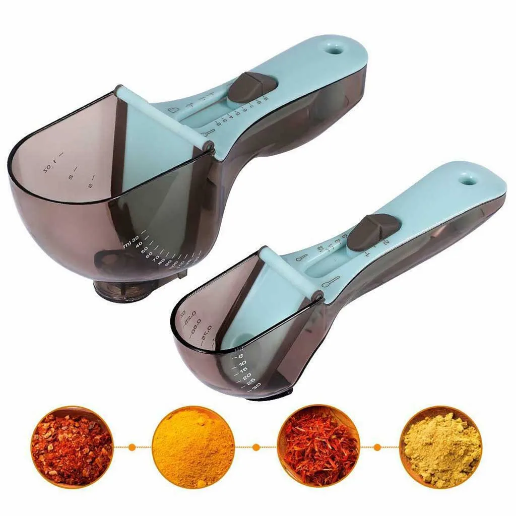 

Adjustable Measuring Spoons Sets 2 Pcs Multi-US Markings Magnetic Scoop kitchen Measuring tools d90802