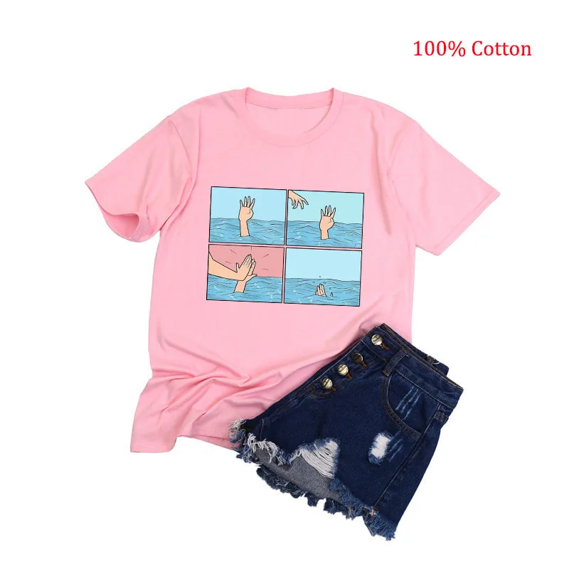 

100% Cotton Pink T Shirt Women Funny personality T-Shirt Short Sleeve Casual Tops & Tees Autumn 2019 Harajuku Tshirt Female