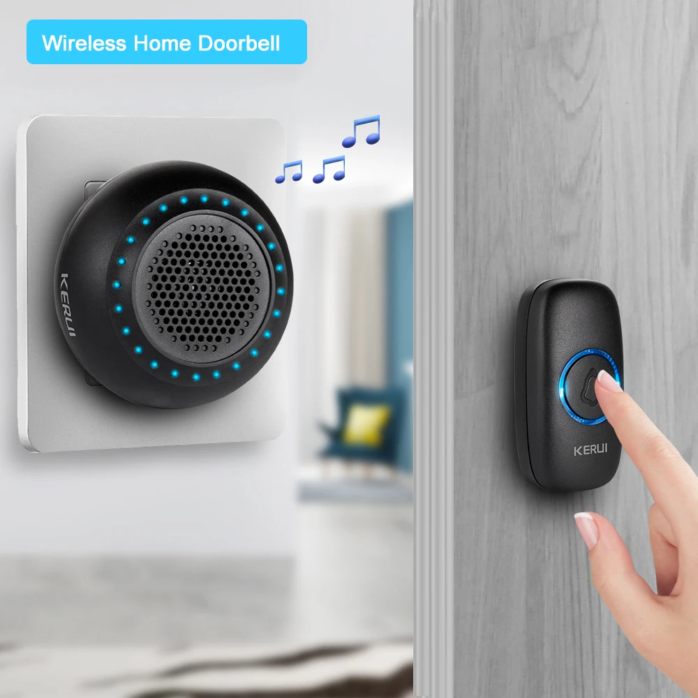 KERUI M523 Wireless Doorbell Home Waterproof Door Button Colorful LED Lights Household Wireless Door Bell 433MHz Press Button