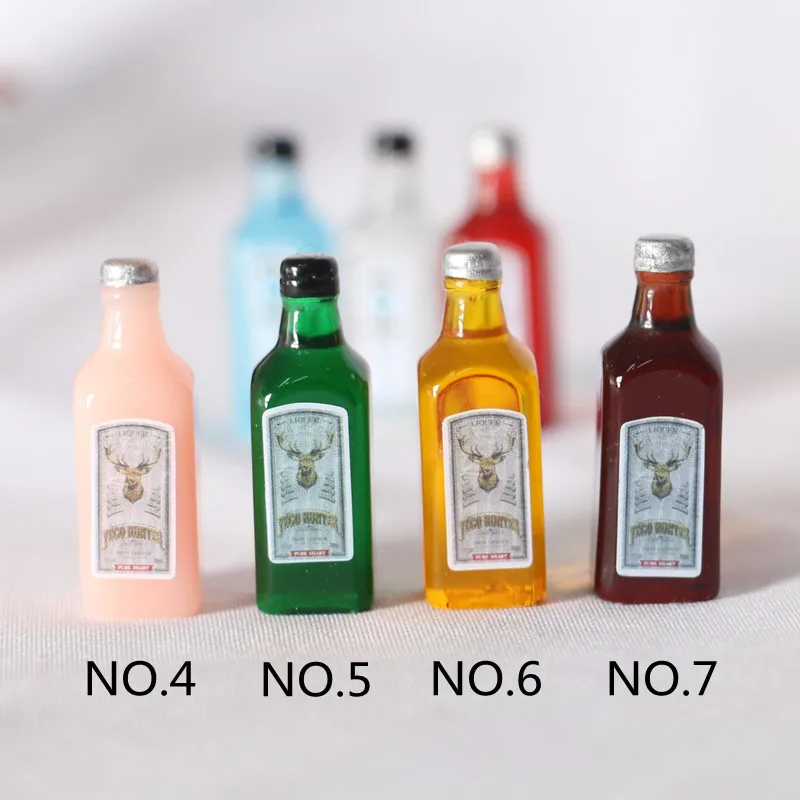 1/12 Scale Mini Liqueur Wine Bottle Model Pretend Doll Drink Miniature Dollhouse Food for Barbies Blyth Doll House Kitchen Toy