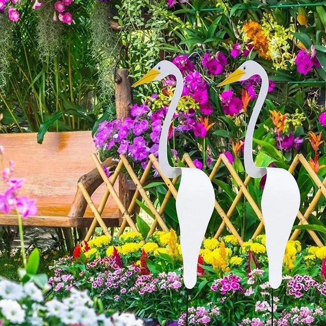 Flamingo Kavargó Madár Kreatív Fém Dinamikus Dekoratív Fehér Kacsa Forogja A Szellő Gyep Művészeti Díszeket Otthoni Kerti Dekoráció - Image 2