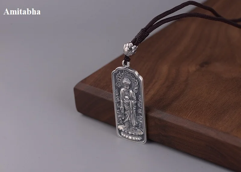 925 серебро тибетская Статуэтка Будда Амитабха кулон буддийский куанин подвеска Авалокитешвара амулет на удачу