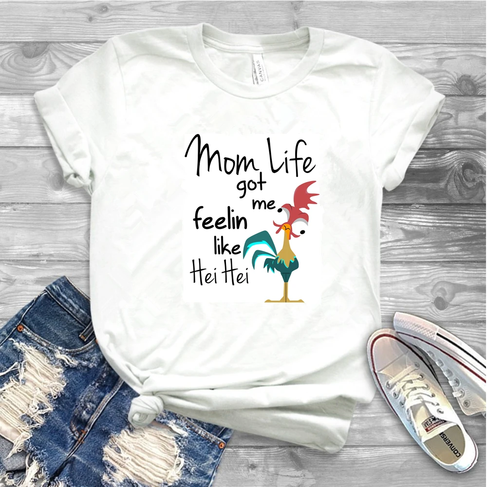 Женская футболка с надписью «Mom Life Got Me Feelin Like Hei», футболка с надписью «Moana Life», забавная футболка с надписью «Humor Hei», женские футболки