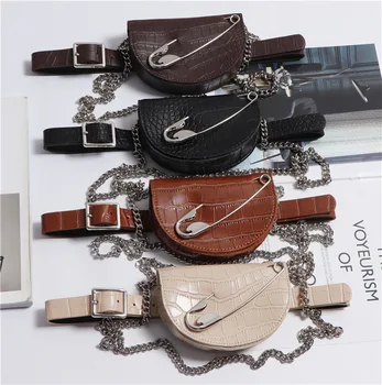 

New PU leather belt with Chain Mini-bag Personality Women New Fashion Tide All-match Autumn Winter belt