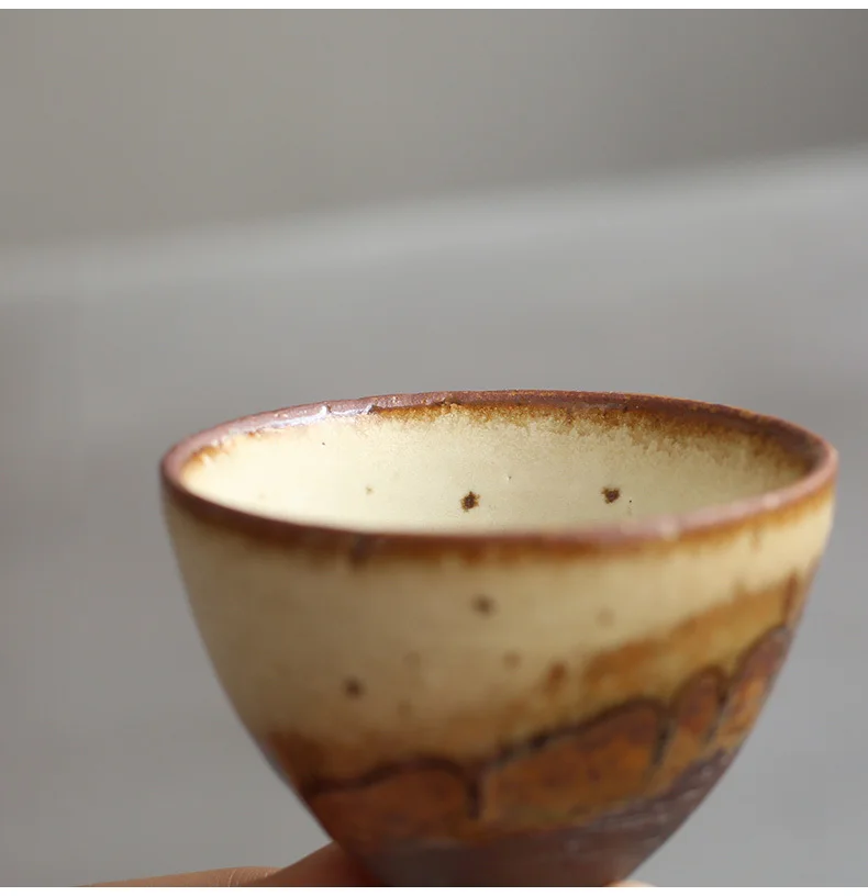 PINNY 75 мл Ретро грубая керамическая печь чайные чашки японский стиль кунг-фу чайные чашки Ретро пигментированная чайная чаша посуда для напитков