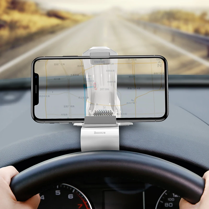 Автомобильный держатель для телефона Baseus Dashboard для iPhone 11 Pro samsung huawei, автомобильный держатель с зажимом, не магнитный держатель для мобильного телефона, подставка - Цвет: White