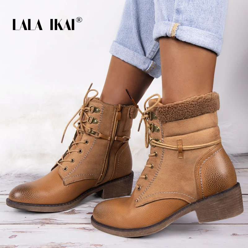 LALA IKAI/женские зимние ботильоны коллекция 2019 года Водонепроницаемая Обувь из
