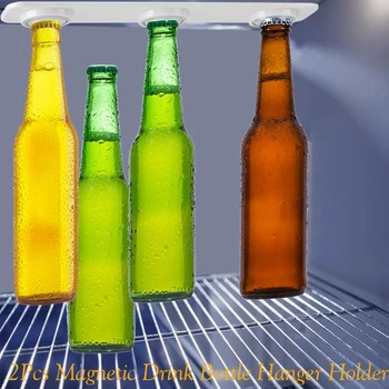 

2Pcs Magnetic Drink Bottle Hanger Holder Beer Storage Fridge Refrigerator Holder Rack Kitchen Accessories