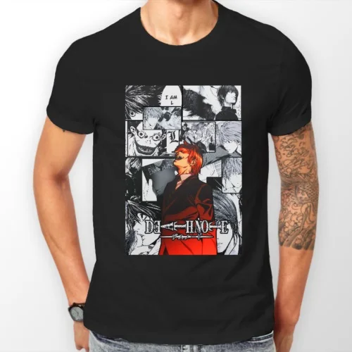 Смертная записка Кира Manga полосы Ryuk L Аниме унисекс футболка все размеры T-Shirt100 %