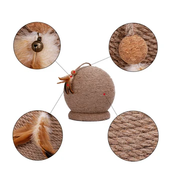 

Pet Cat Large Corrugated Sisal Claws Scratching Post Round Board Ball Toy
