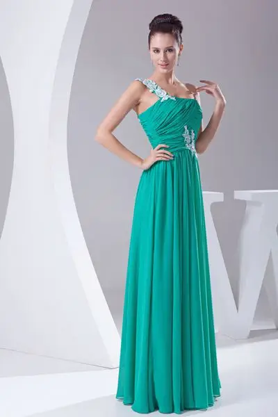 as pic green Сексуальное платье на одно плечо, модное вечернее платье, официальное длинное вечернее платье, кружевное шифоновое платье для выпускного вечера, Abendkleider TL9012 - Цвет: as pic green