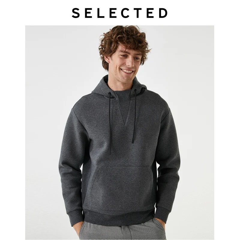 SELECTED Men's Stretch Knit Drop-shoulder Hooded Drawstring Sweater|41934D504 SELECTED Men's Stretch Knit Drop-shoulder Hooded Drawstring Sweater|41934D504