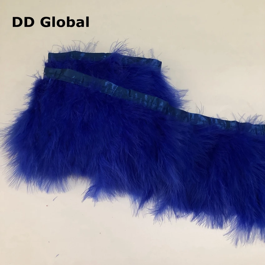 2 meters long high quality royal blue marabou Trims Feather Fringe Dyed with Satin Ribbons Tape for skirts feathers crafts party | Дом и сад