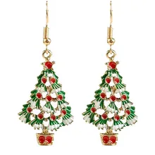 Рождественские серьги из цинкового сплава, праздничные украшения, 1 пара, серьги в форме рождественской ёлки для женщин, металлические серьги-гвоздики, модные Подарочные ювелирные изделия